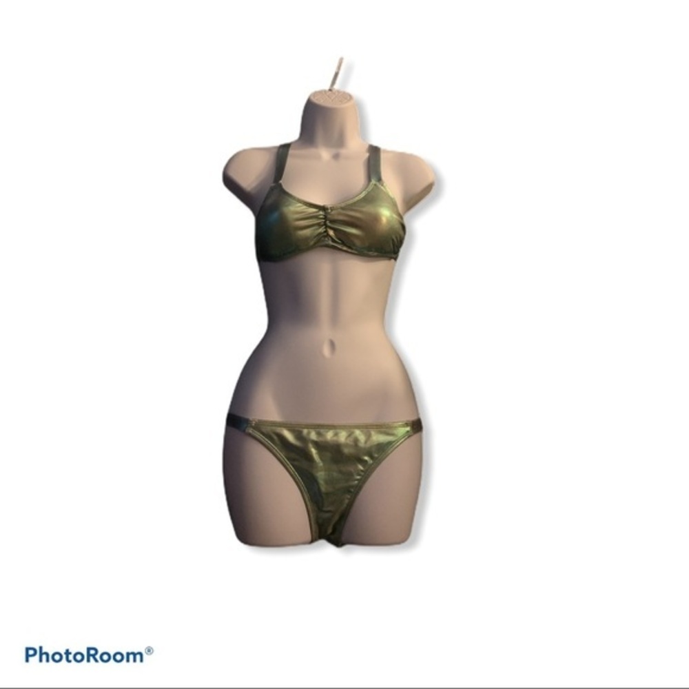 Xhilaration green metallic swim bottoms si…